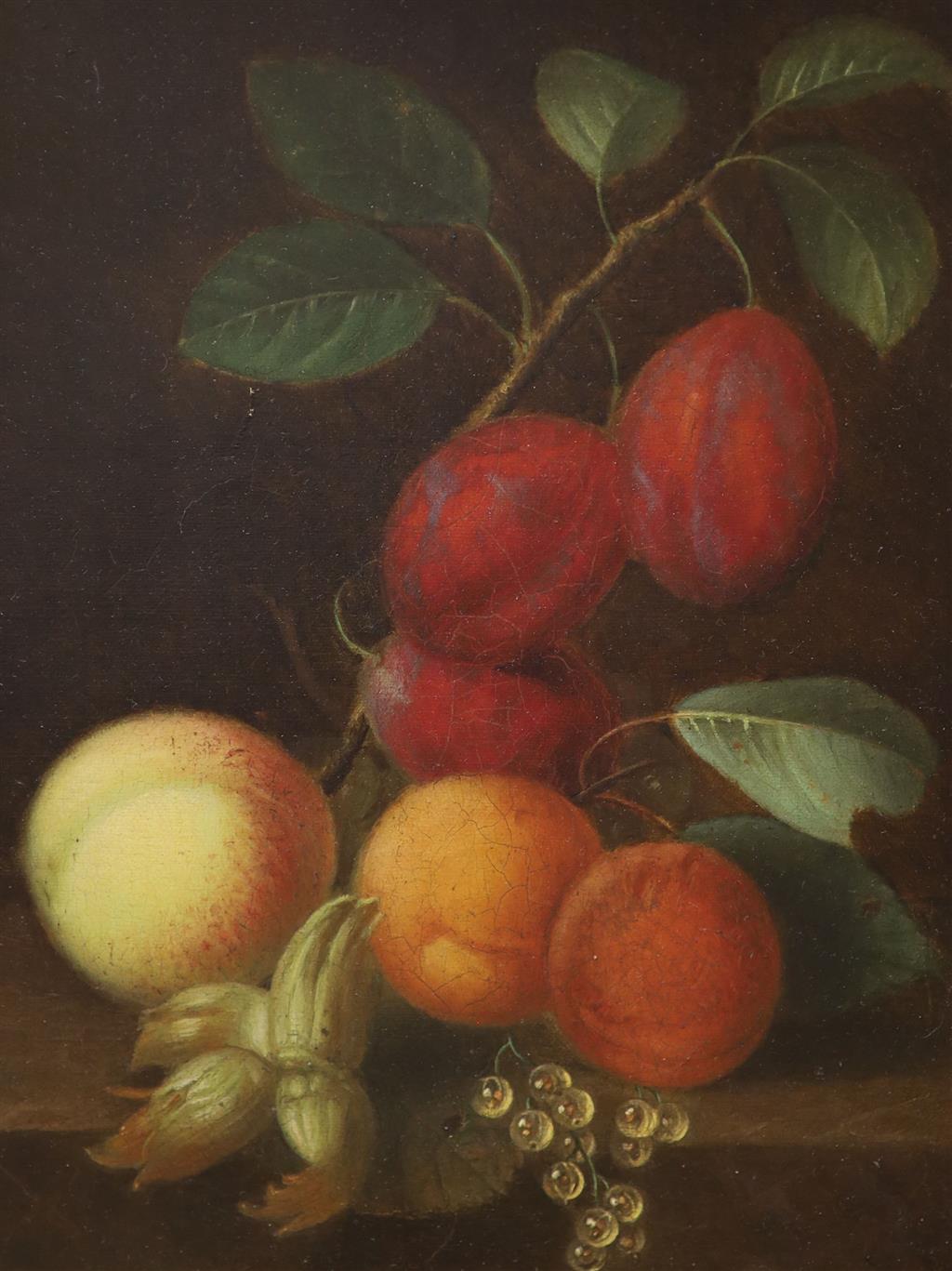 19th century English School, pair of oils on canvas, Still lifes of fruit, 29 x 22cm